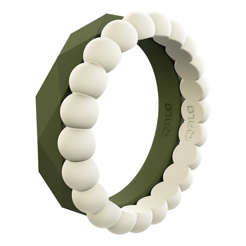 QALO Stackable Collection H 2-Ring Silicone Ring Set for Ladies