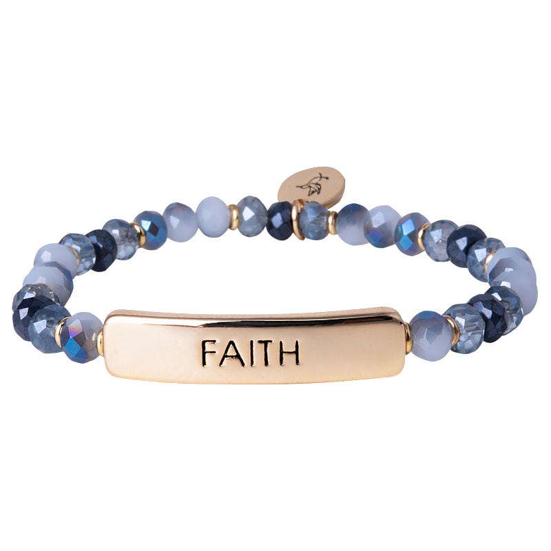 Amanda Blu Blu Sky Faith Glass Bead Stretch Bracelet