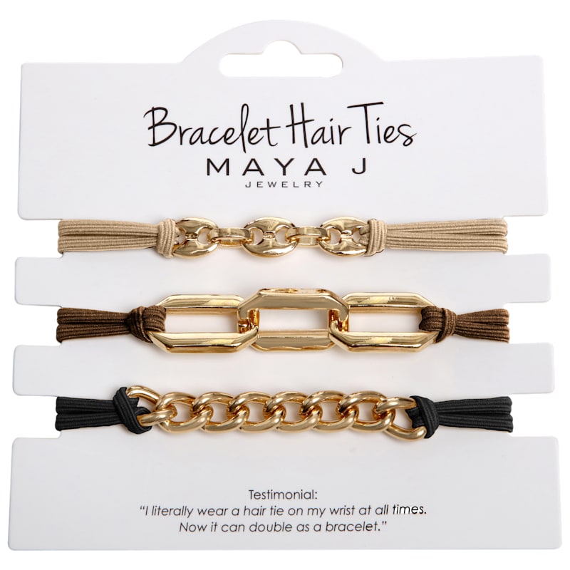 Maya J Yellow-Chain Hair Tie Bracelet Set