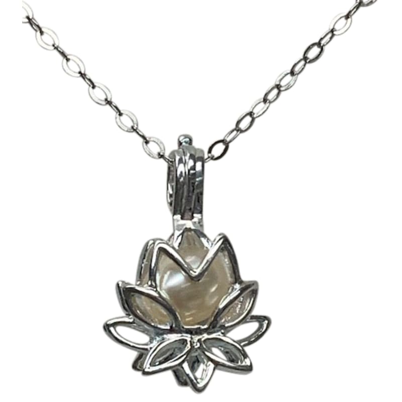 Wish Pearl Water Lily Sterling Silver Necklace Gift Set