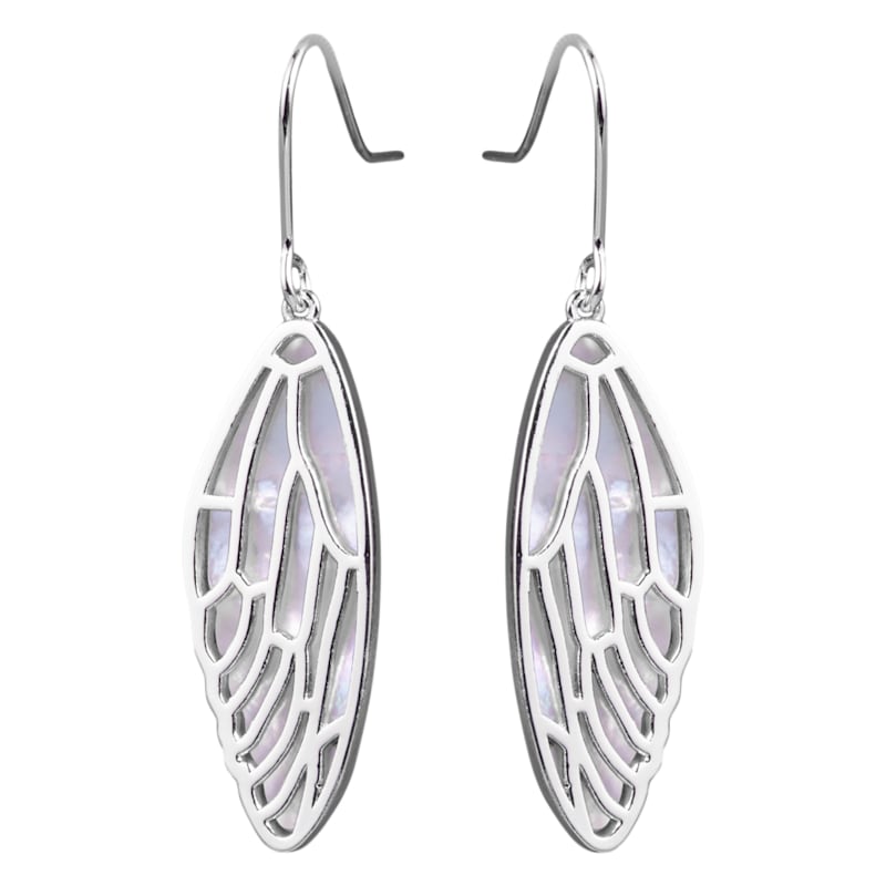 Amanda Blu Mother Of Pearl Inlay Butterfly Wing Silver Earrings