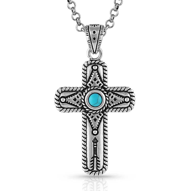 Montana Silversmiths Faith on Point Turquoise Cross Necklace