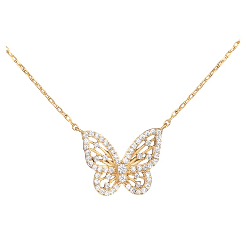 Amanda Blu Delicate CZ Butterfly Gold Necklace