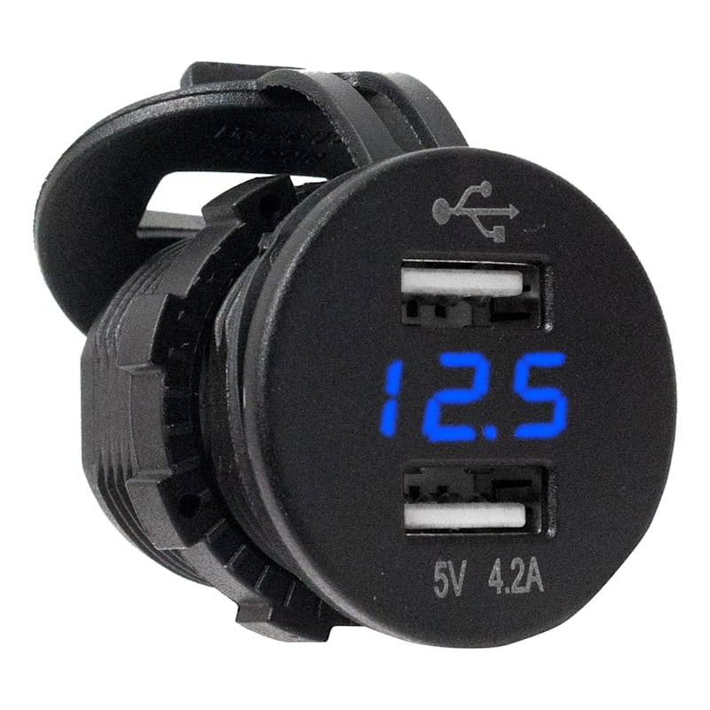 Marine Sport Lighting Dual USB Port Socket with Voltmeter