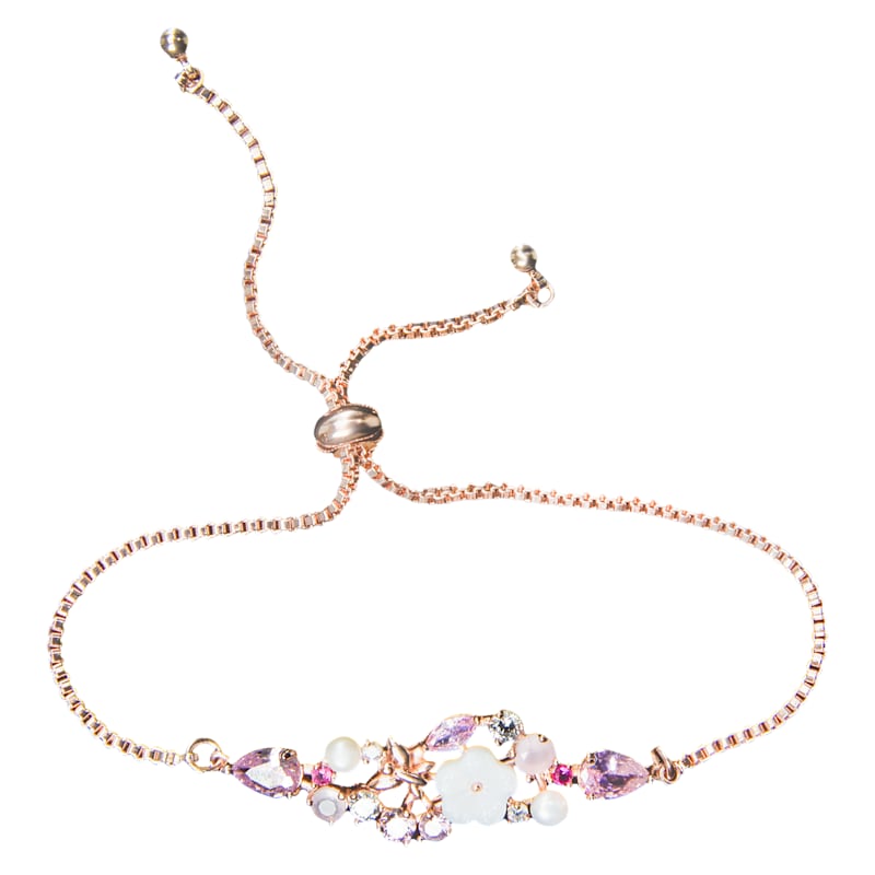 Amanda Blu Multi Pink Flower Rose Gold Bracelet