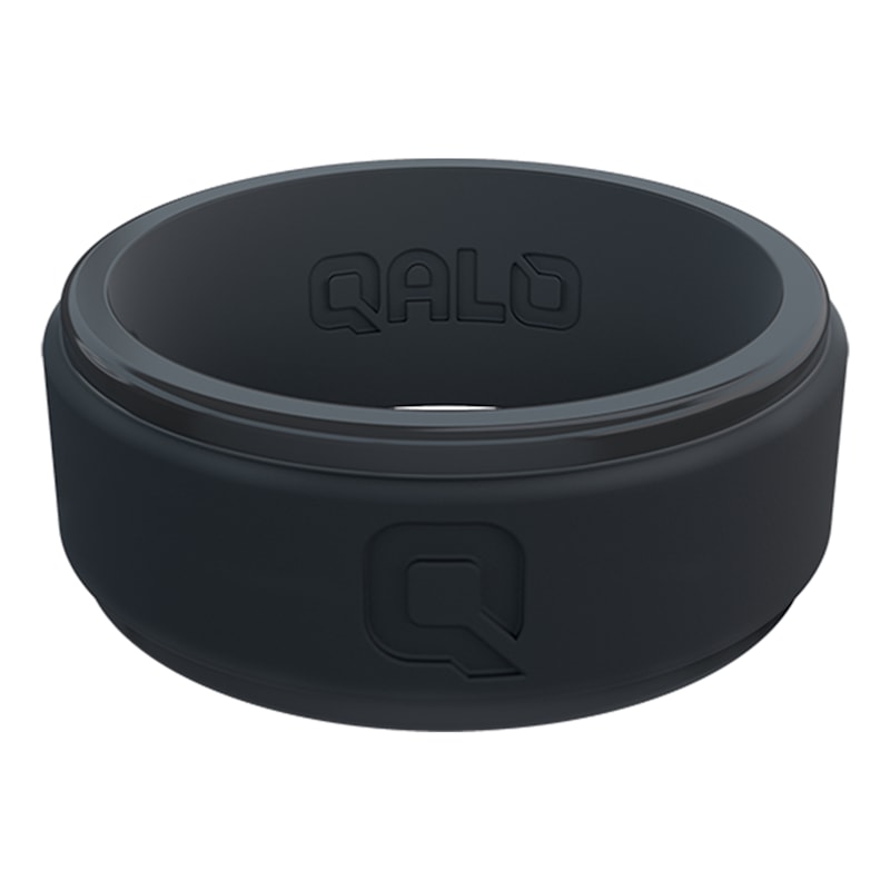 QALO Step Edge Polished Gunmetal Silicone Ring for Men