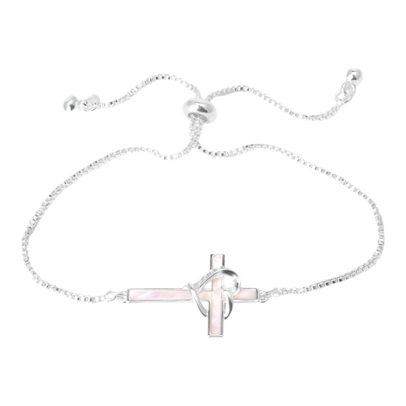 Amanda Blu Mother of Pearl Cross Heart Adjustable Bracelet
