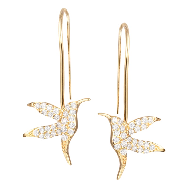 Amanda Blu Hummingbird CZ Gold Drop Earrings