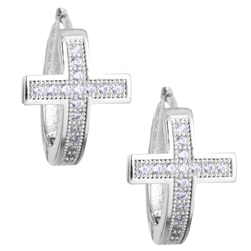 Amanda Blu Silver Cross Ear Hugger Earrings