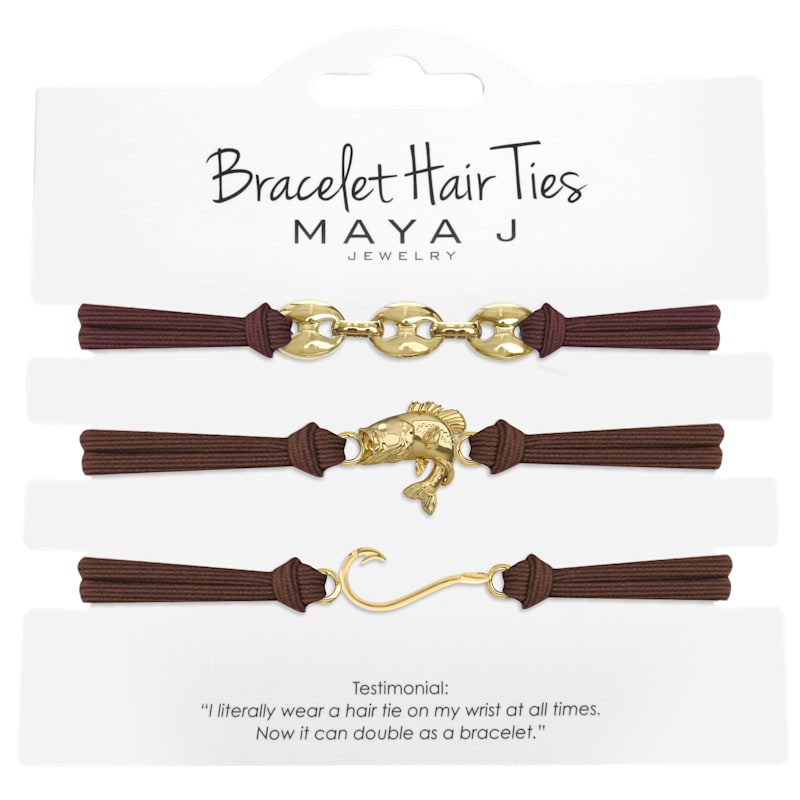 Maya J Fishing Brown Hair-Tie Bracelet Set