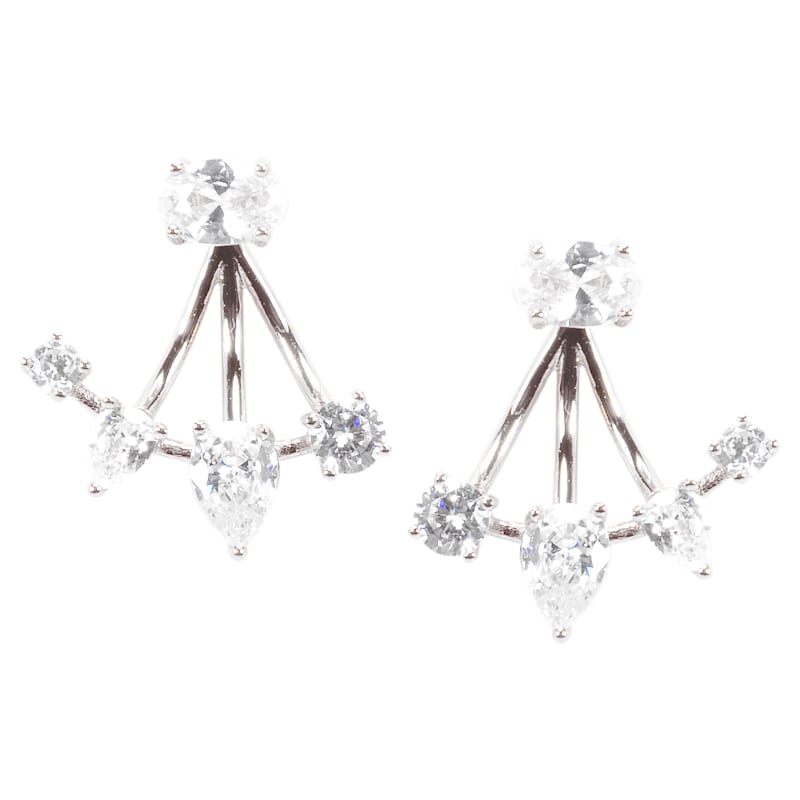 Amanda Blu Silver Stud Earrings with Ear Enhancers