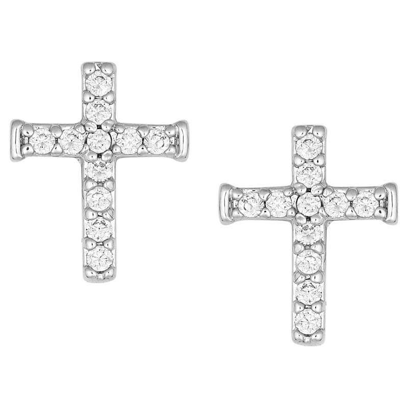 Montana Silversmiths Quiet Faith, Tiny Crystal Cross Earrings