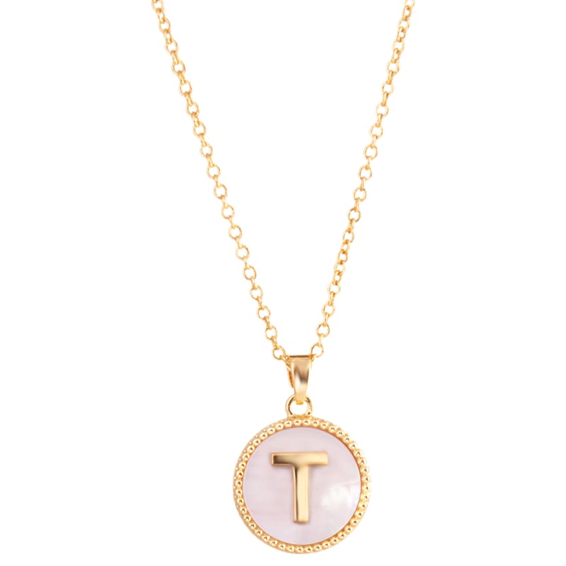 Amanda Blu Mother of Pearl T Initial Necklace