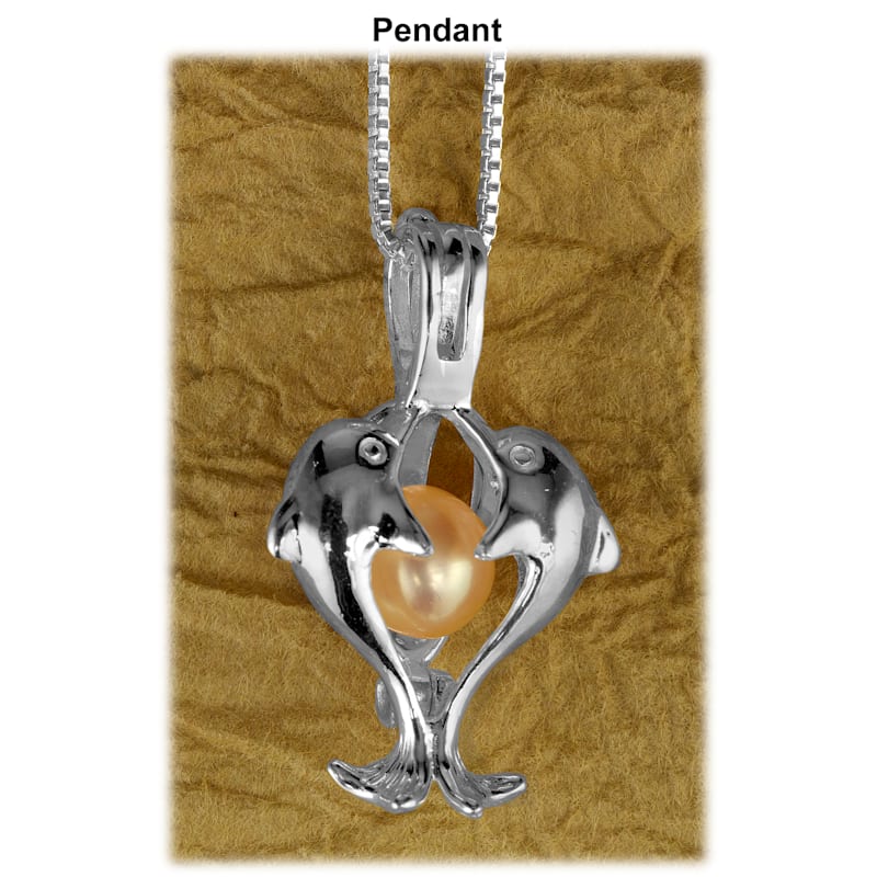 Wish Pearl Sterling Silver Necklace Gift Set - Dolphin Pendant