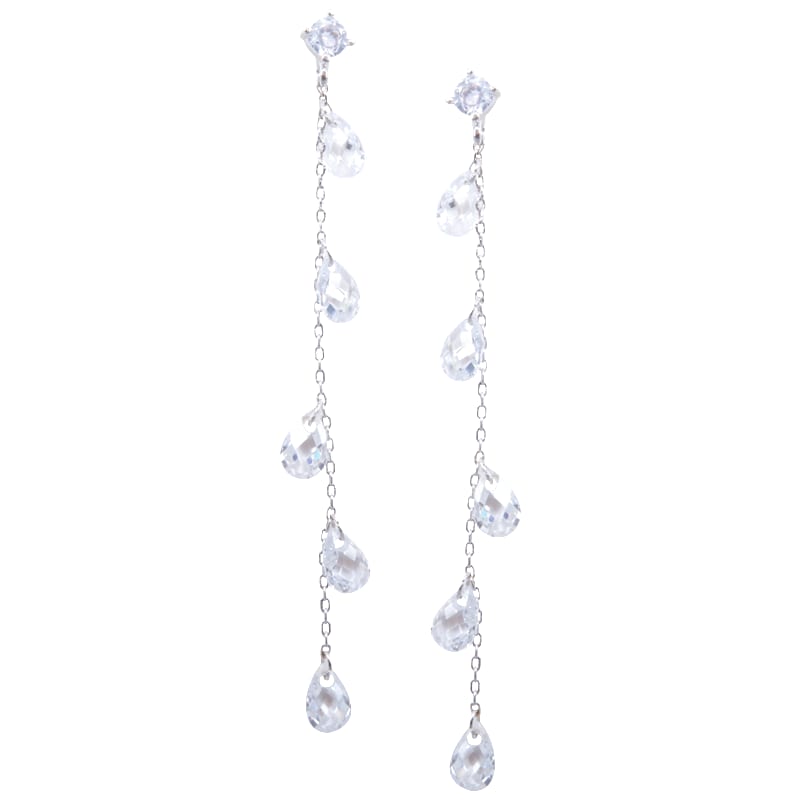 Amanda Blu Crystal Teardrop Crystal and Silver Chain Earrings