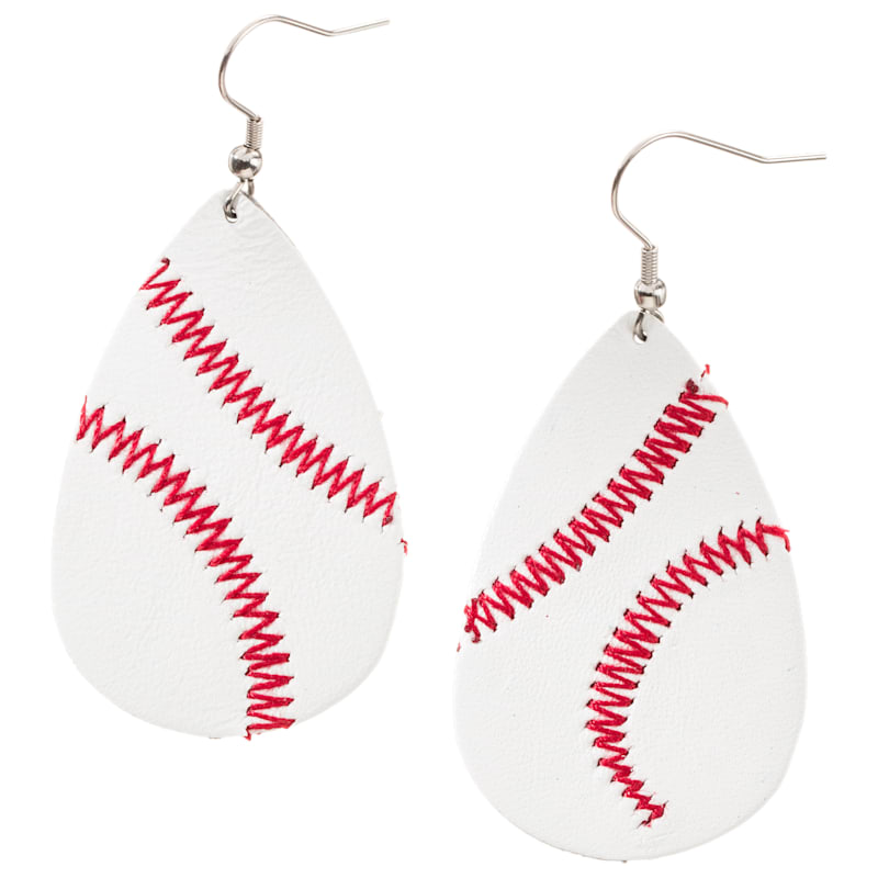 Amanda Blu Leather Baseball Drop Earrings