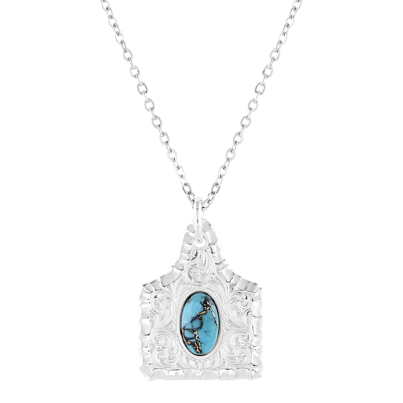 Montana Silversmiths Chiseled Cow Tag Turquoise Necklace
