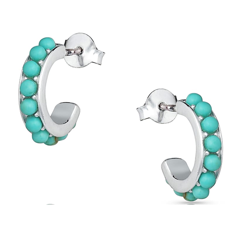 Montana Silversmiths Studded In Turquoise Mini Hoop Earrings