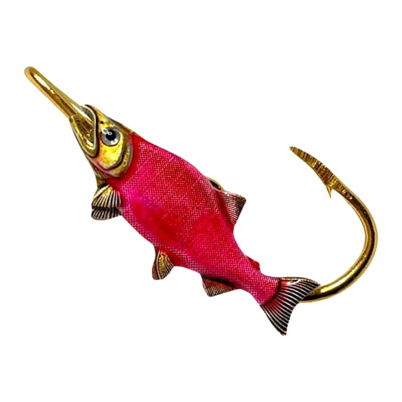 Hookits Sockeye Salmon Fishing Hook Hat Pin Clip