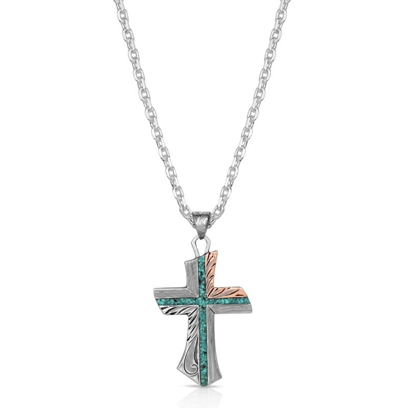 Montana Silversmiths Inner Light Turquoise Cross Necklace