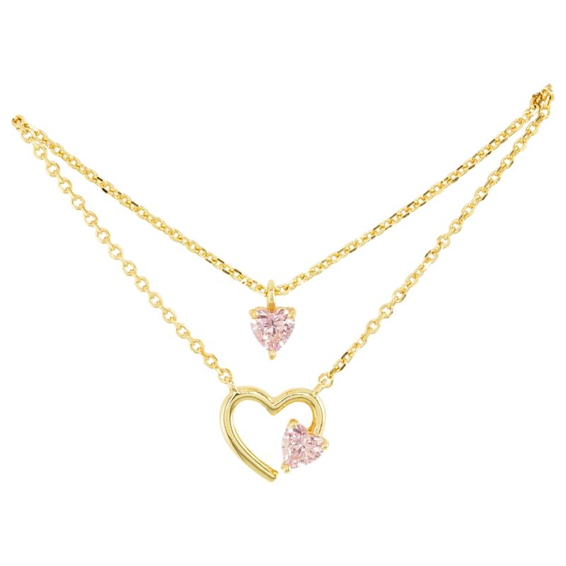 Amanda Blu Gold and Pink Heart Layered Necklace