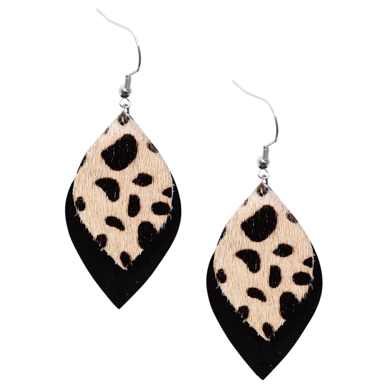 Amanda Blu Black Layered Leather Earrings