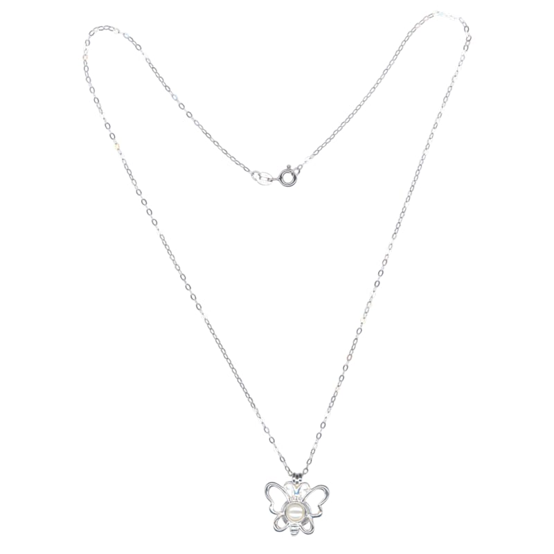 Wish Pearl Butterfly Sterling Silver Necklace Gift Set