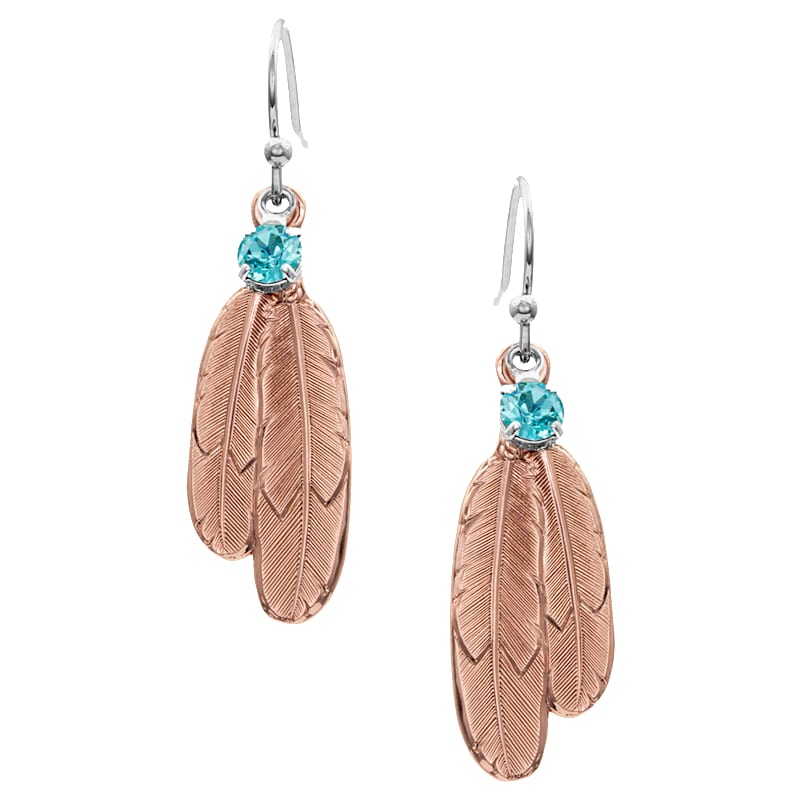 Montana Silversmiths Gift of Rose Gold Freedom Feather Earrings