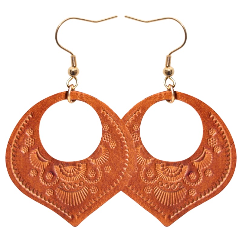Amanda Blu Brown Stamped Leather Earrings