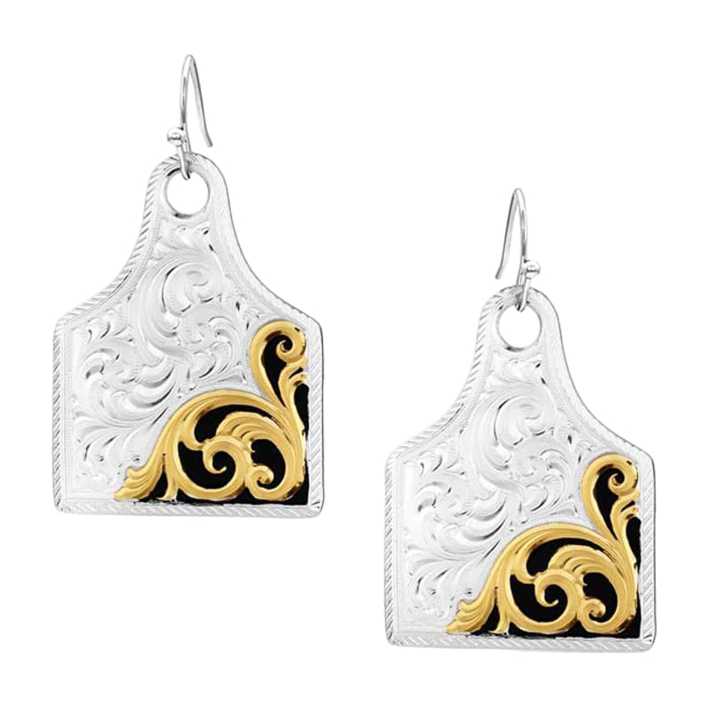 Montana Silversmiths Rural Route Cow Tag Earrings