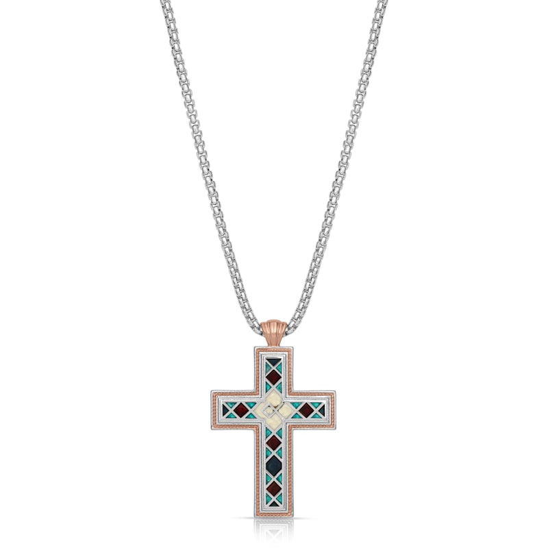Montana Silversmiths American Legends Mosaic Cross Necklace for Men