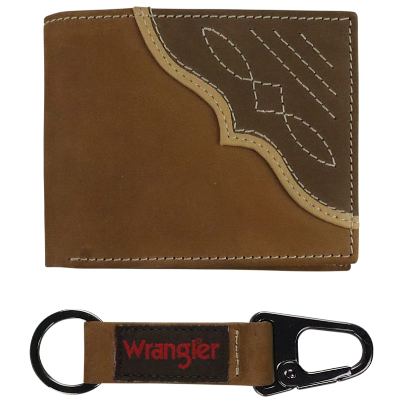 Wrangler Bifold Wallet with Keychain for Men