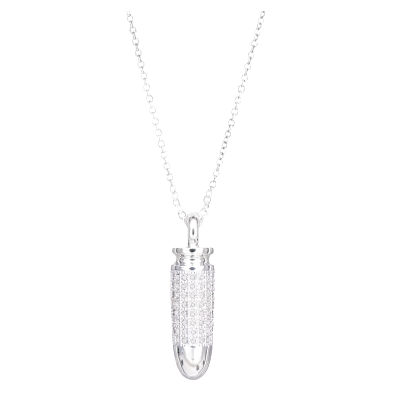 Amanda Blu Silver Cubic Zirconia Bullet Necklace
