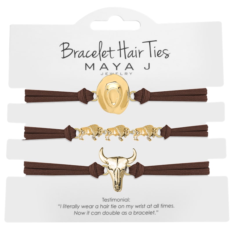 Maya J Western-Hat Hair-Tie Bracelet Set