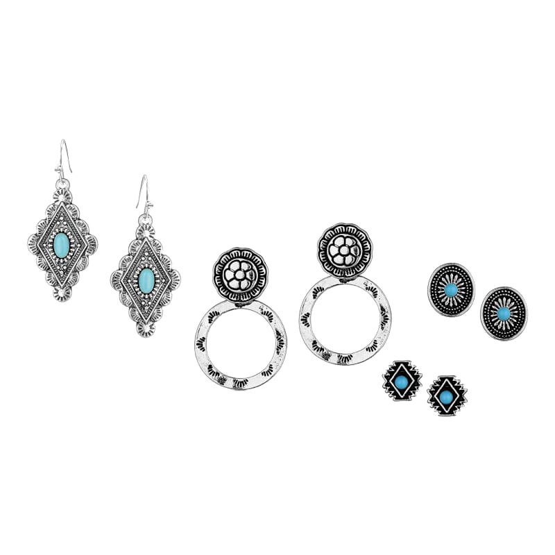 Montana Silversmiths Turquoise Silver-Plated Earring Set
