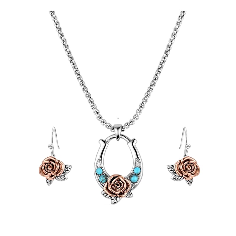 Montana Silversmiths Ride For The Roses Jewelry Set