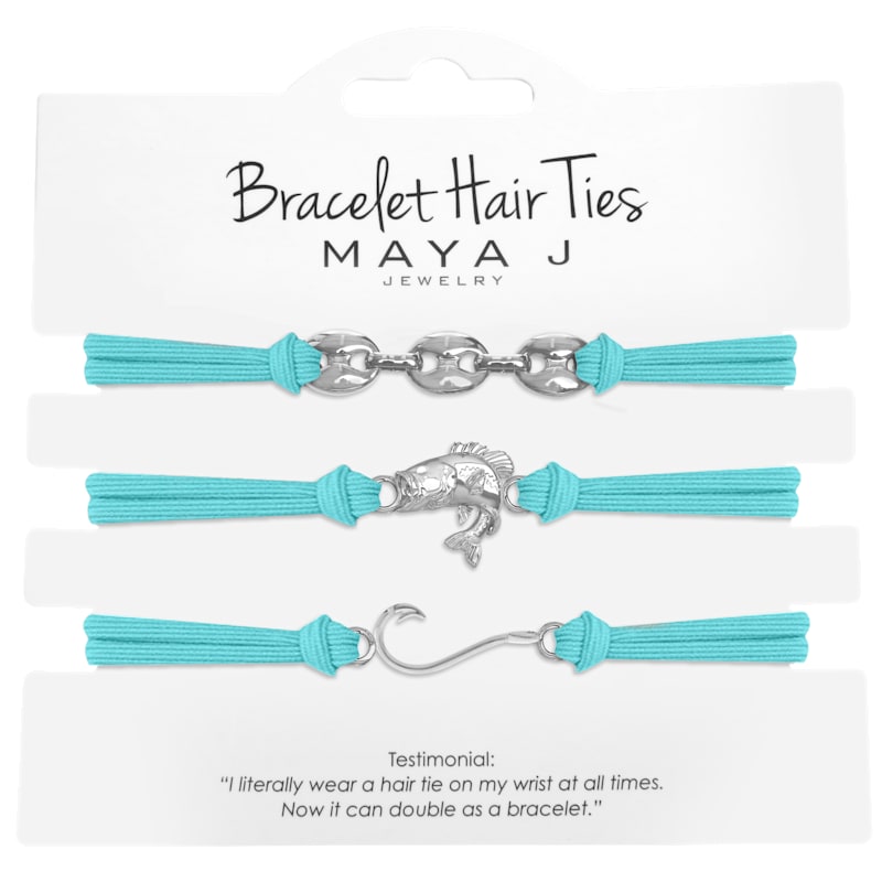 Maya J Fishing Blue Hair-Tie Bracelet Set