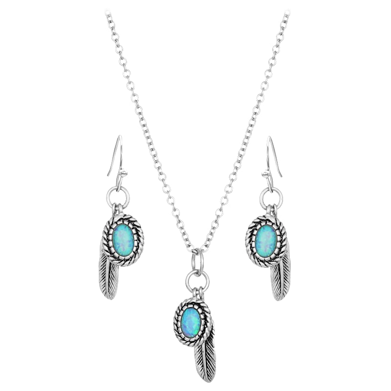 Montana Silversmiths Wishing on Hope Opal Necklace and Earring Jewelry Set