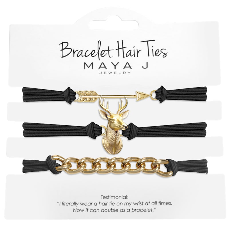 Maya J Hunter Black Hair-Tie Bracelet Set
