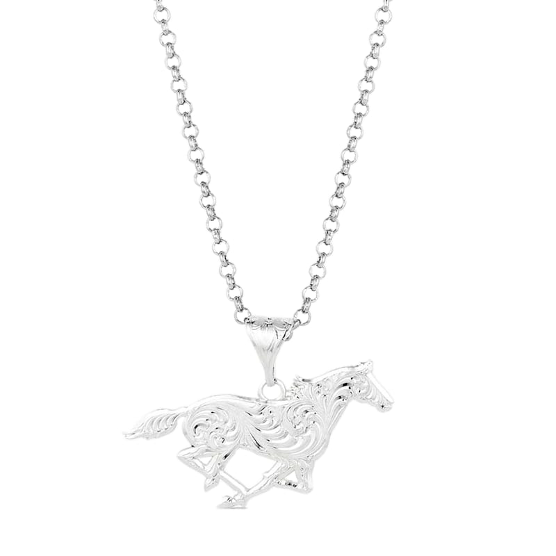Montana Silversmiths Out West Running Horse Silver Necklace