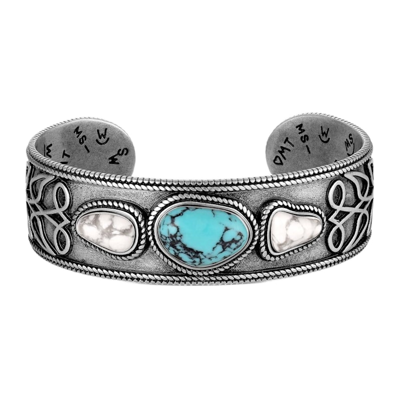 Montana Silversmiths Boot Stitch Turquoise Cuff Bracelet