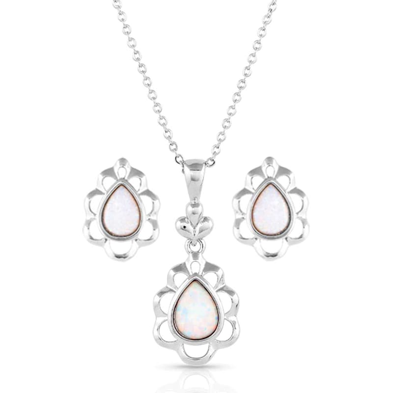 Montana Silversmiths Mystic Snowdrop Opal Necklace and Earrings Jewelry Set