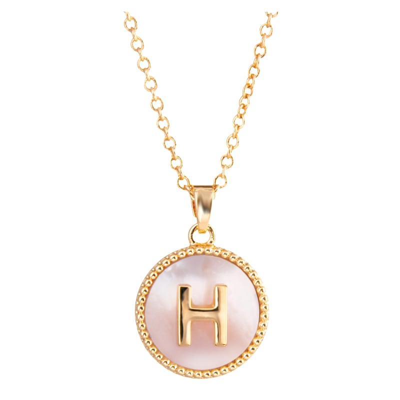 Amanda Blu Mother of Pearl H Initial Necklace