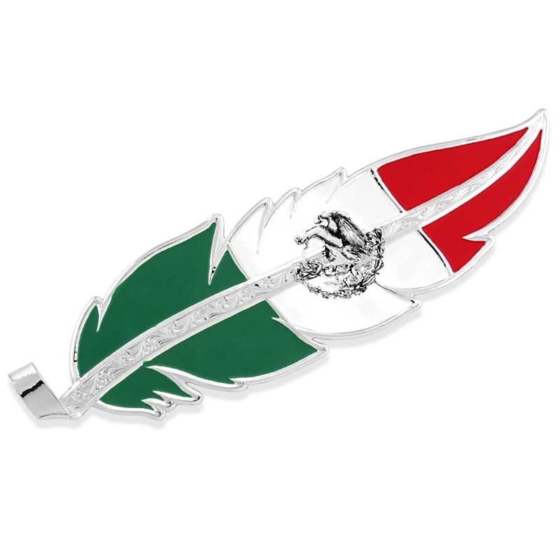 Montana Silversmiths Mexico Flag with Mexican Coat of Arms Hat Feather