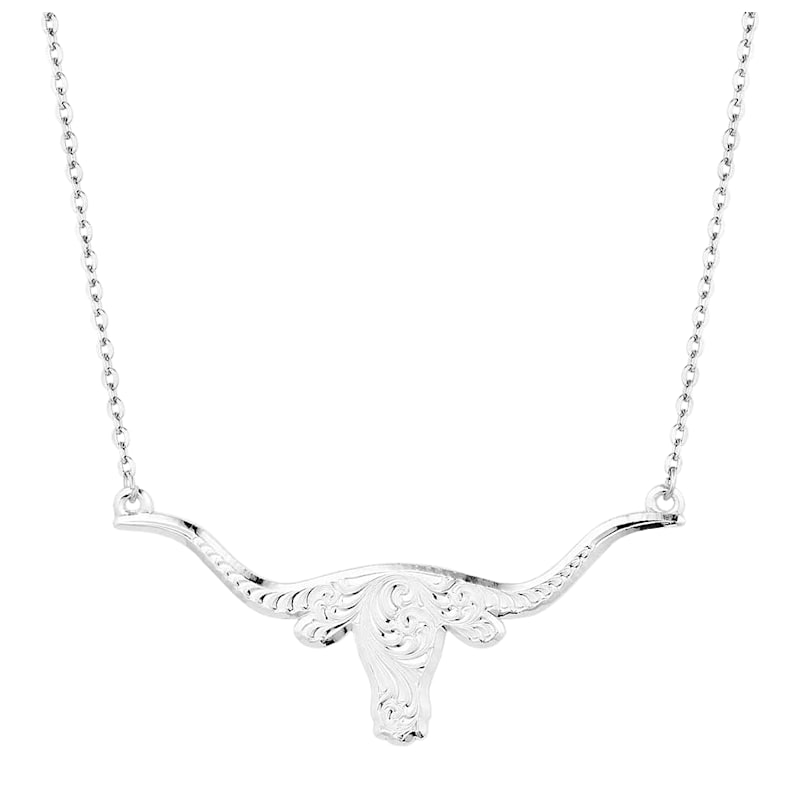 Montana Silversmiths Out West Longhorn Silver Necklace