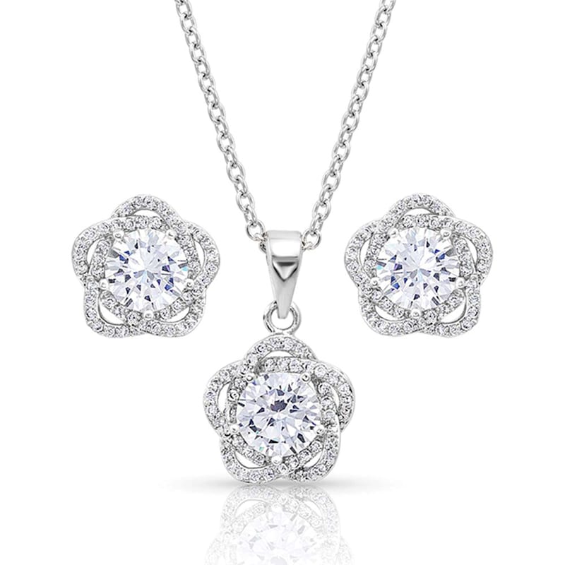 Montana Silversmiths Starlight Flower Earrings and Necklace Set