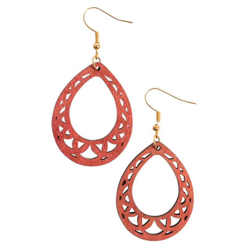 Howard's Samira Geometric Wood Oval Drop Earrings