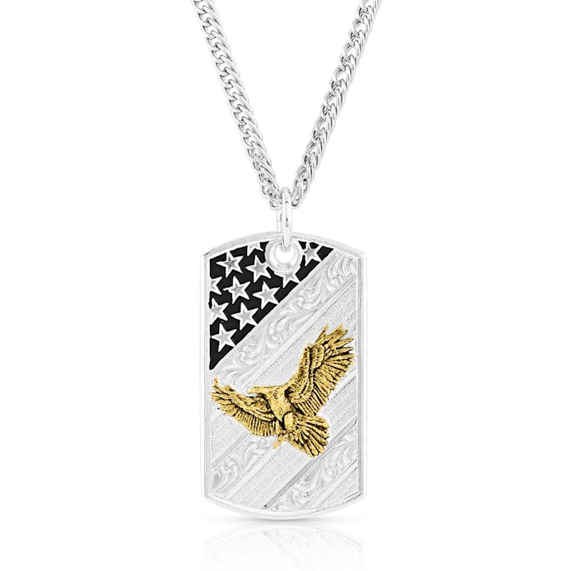 Montana Silversmiths Big Bold Stripes American Made Dog Tag Necklace