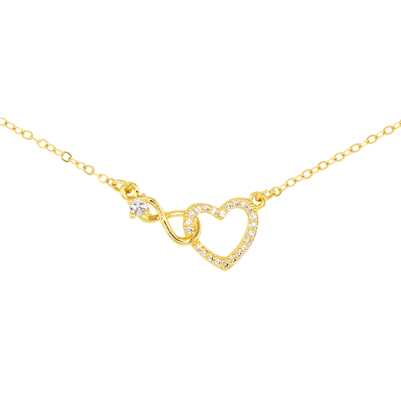 Amanda Blu Heart and Infinity Cubic Zirconia Gold Necklace