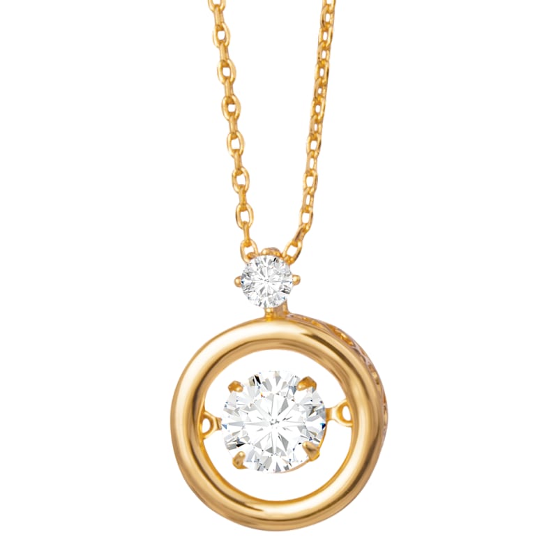 Amanda Blu Round Flutter Cubic Zirconia Gold Necklace